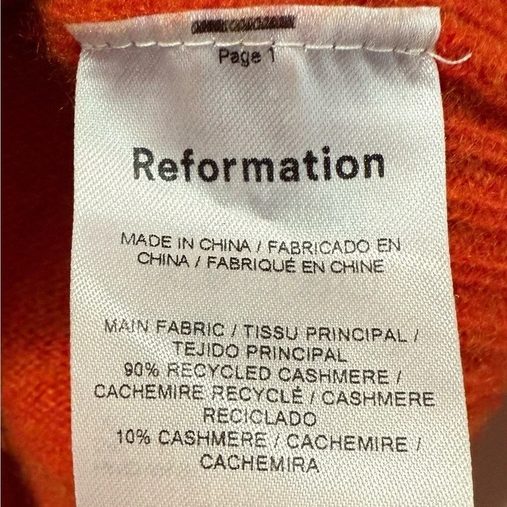 Reformation‎ Cashmere Relaxed Dark Orange V-Neck Boxy Pullover Sweater Size XS